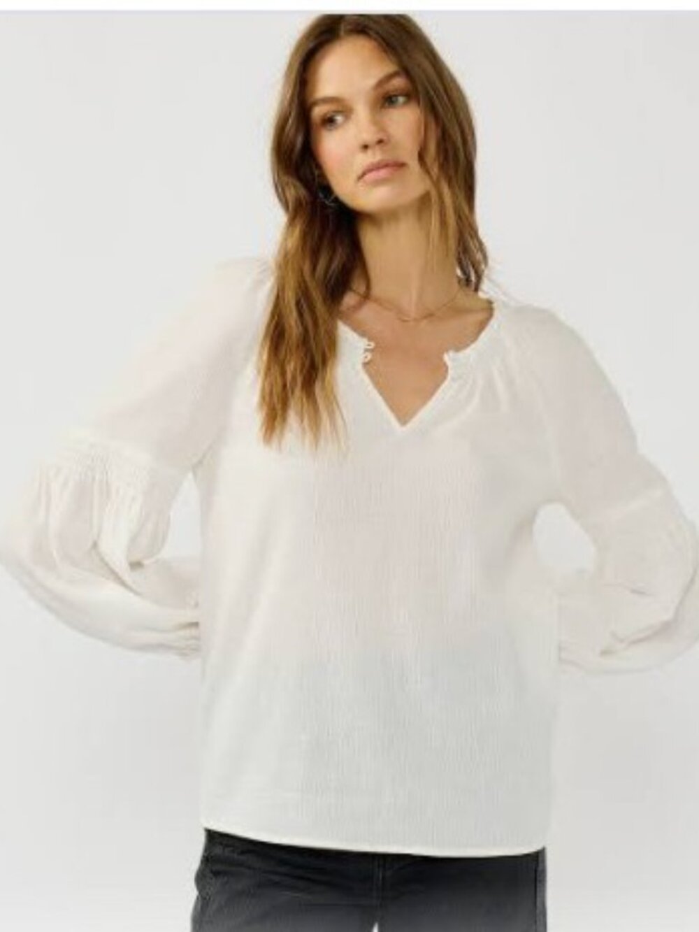 Old Navy Cream Lantern Sleeve Peasant Top XXL